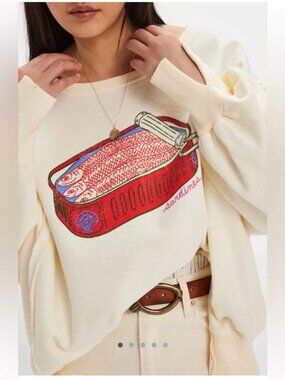 NEW Free People Graphic Camden Pullover Boho Casual Athleisure Sardine Womens L